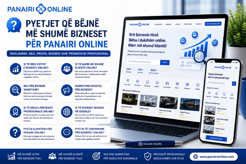 ❓ Pyetjet që Bëjnë më Shumë Bizneset për Panairi Online – Reklamim, SEO, Profil Biznesi dhe Promovim Profesional